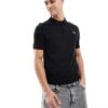 Fred Perry Knitted Polo Short Sleeve Shirt In Black For Men