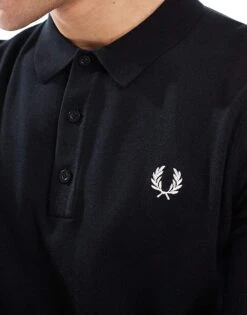 Fred Perry Knitted Polo Short Sleeve Shirt In Black For Men -Modish Men Wear 208006658 3