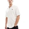Fred Perry Short Sleeve Revere Collared Shirt In Off White For Men
