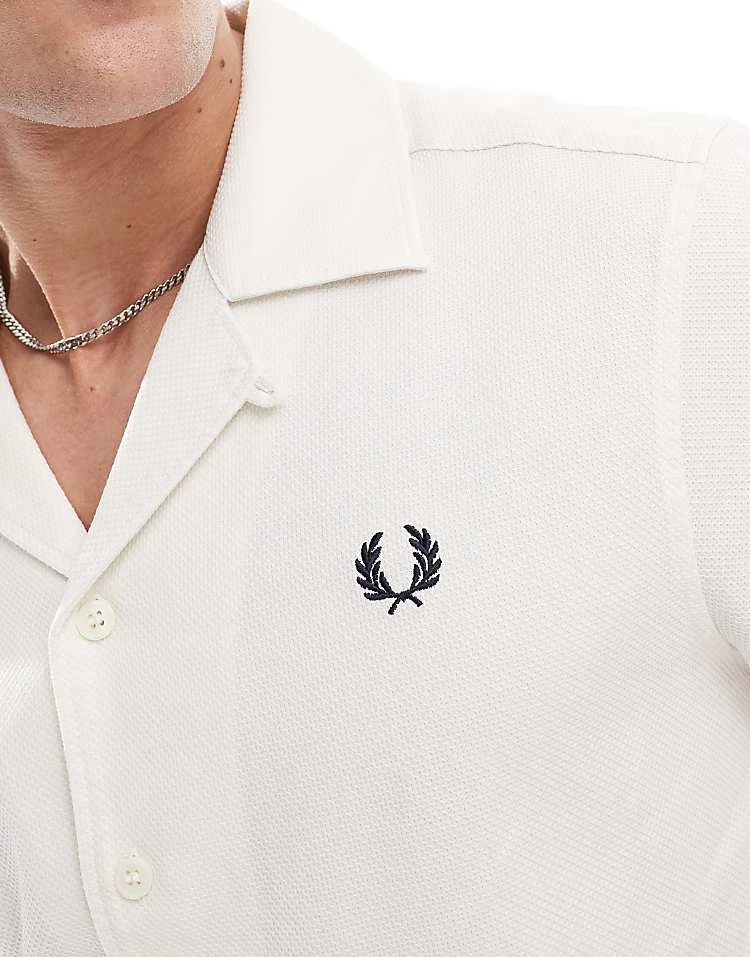 Fred Perry Short Sleeve Revere Collared Shirt In Off White For Men 4 Fred Perry Short Sleeve Revere Collared Shirt In Off White For Men - Image 2
