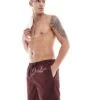 Fred Perry Swim Shorts In Burgundy For Men
