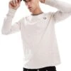 Fred Perry Long Sleeve Twin Tipped T-shirt In Oatmeal Marl For Men White -Modish Men Wear 208006733 1 white