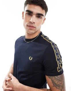 Fred Perry Contrast Tape Ringer T-shirt In Navy For Men -Modish Men Wear 208006754 3