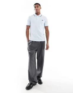 Fred Perry Twin Tipped Polo Shirt In Ice Blue For Men -Modish Men Wear 208006761 3
