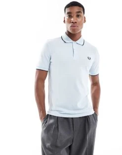 Fred Perry Twin Tipped Polo Shirt In Ice Blue For Men -Modish Men Wear 208006761 4