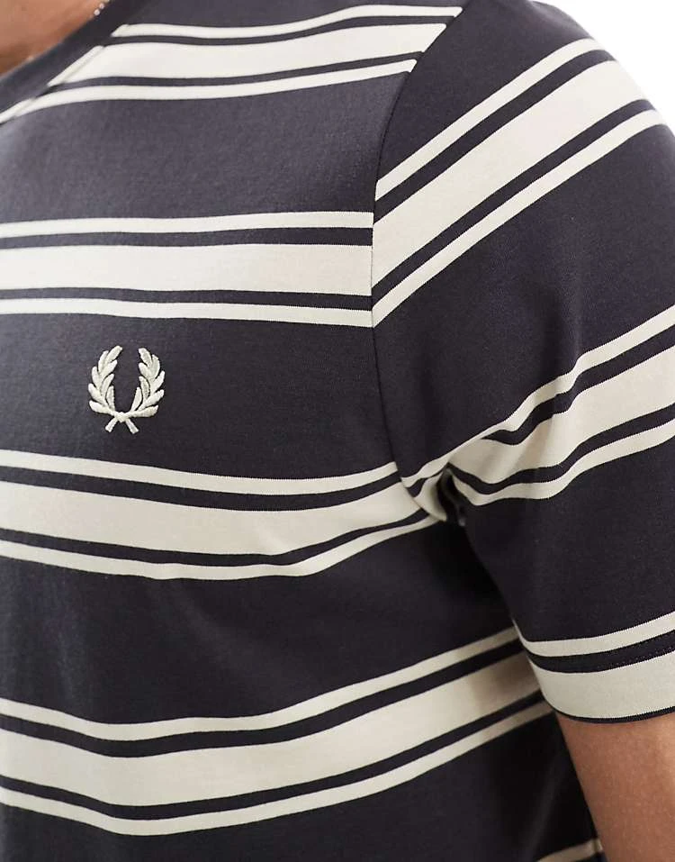 Fred Perry Horizontal Fine Stripe T-shirt In Grey And Navy For Men 5 Fred Perry Horizontal Fine Stripe T-shirt In Grey And Navy For Men - Image 3