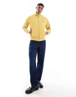 Fred Perry Contrast Taped Track Jacket In Yellow For Men -Modish Men Wear 208006782 3