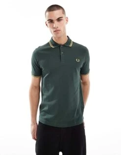 Fred Perry Twin Tipped Polo Shirt In Khaki Green For Men -Modish Men Wear 208008016 1 green 1