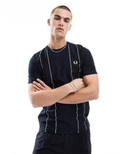 Fred Perry Relaxed Fit T-shirt In Navy With White Pinstripe For Men -Modish Men Wear 208008017 1 navy 1