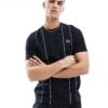 Fred Perry Relaxed Fit T-shirt In Navy With White Pinstripe For Men