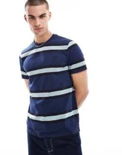 Fred Perry T-shirt In Navy With Horizontal Thick Stripes For Men -Modish Men Wear 208008038 2