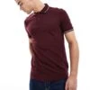 Fred Perry Twin Tipped Polo Shirt In Burgundy For Men