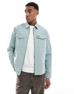 Fred Perry Technical Zip Through Overshirt In Light Blue For Men -Modish Men Wear 208008065 1 blue 1
