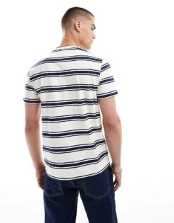 Fred Perry T-shirt In White With Horizontal Thick Stripes For Men -Modish Men Wear 208008072 3